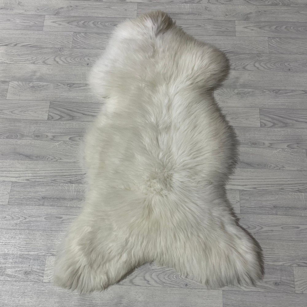 Lederstore Schapenvacht wit bruin 120x80cm L