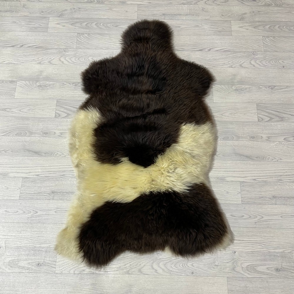 Lederstore Schapenvacht bruin creme 120x70cm L