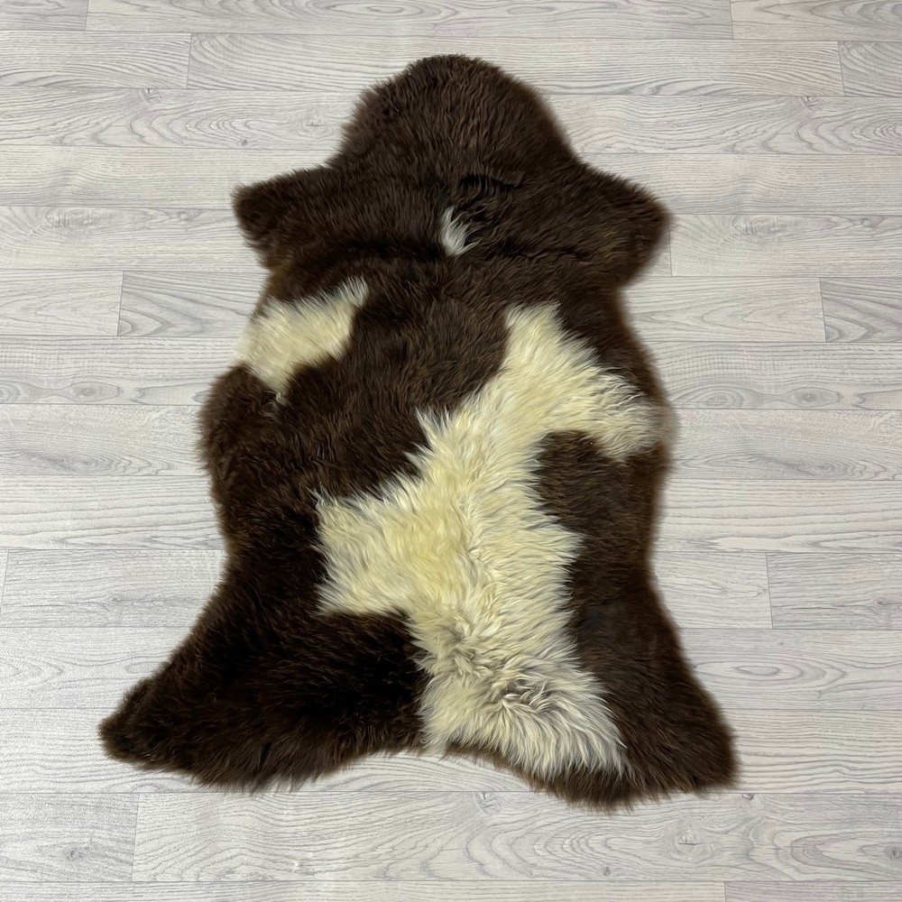 Lederstore Schapenvacht bruin creme 100x75cm M