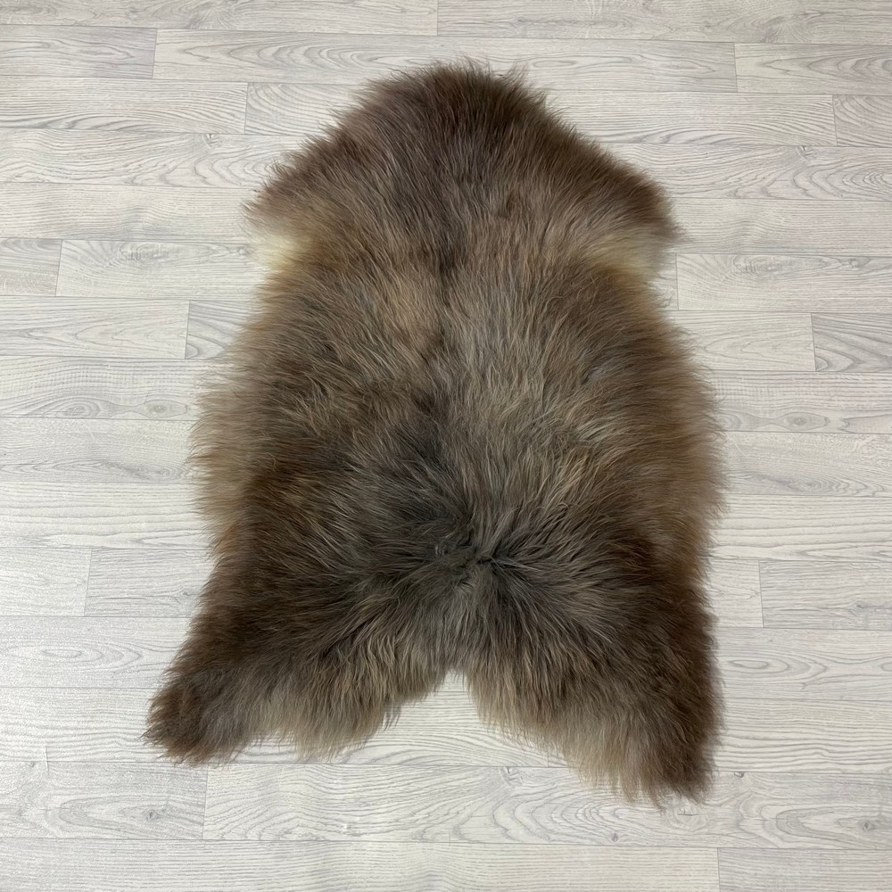 Lederstore Schapenvacht bruin grijs wit 110x75cm M