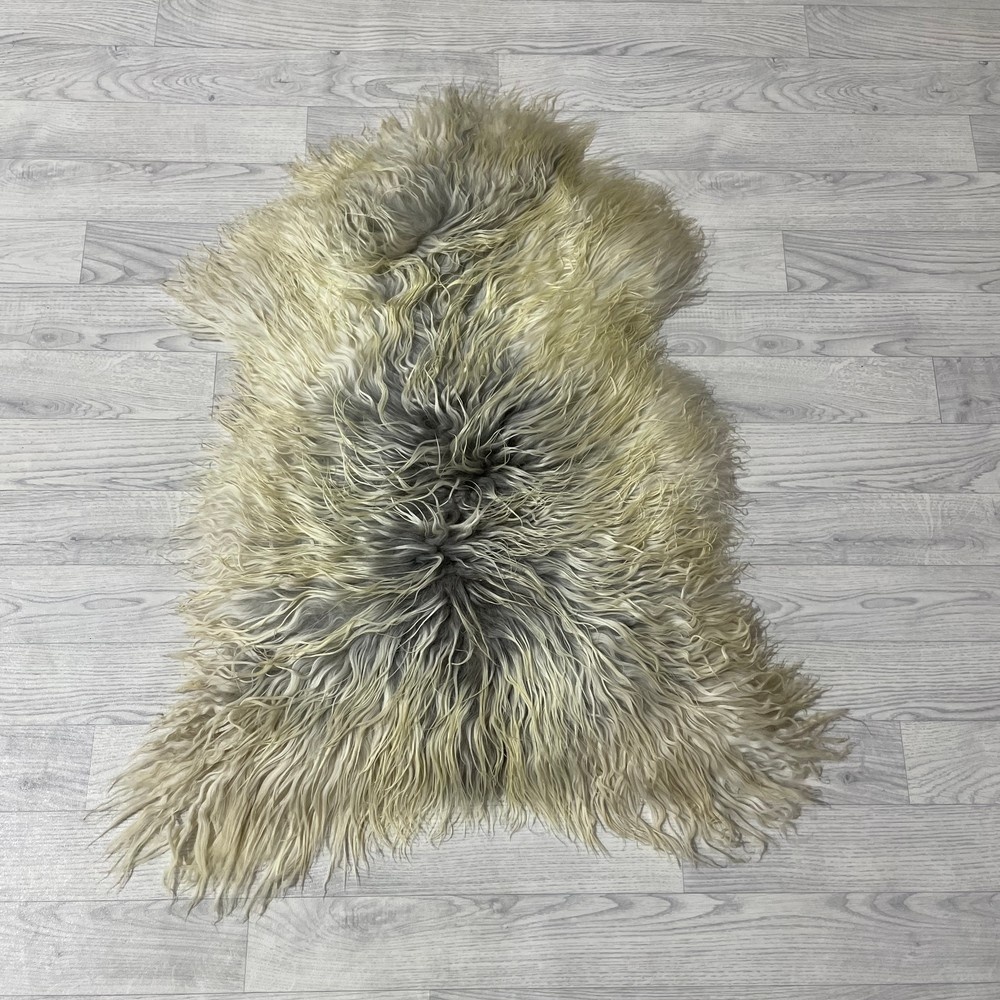 Lederstore Groenlandse schapenvacht creme grijs wit 100x80cm M