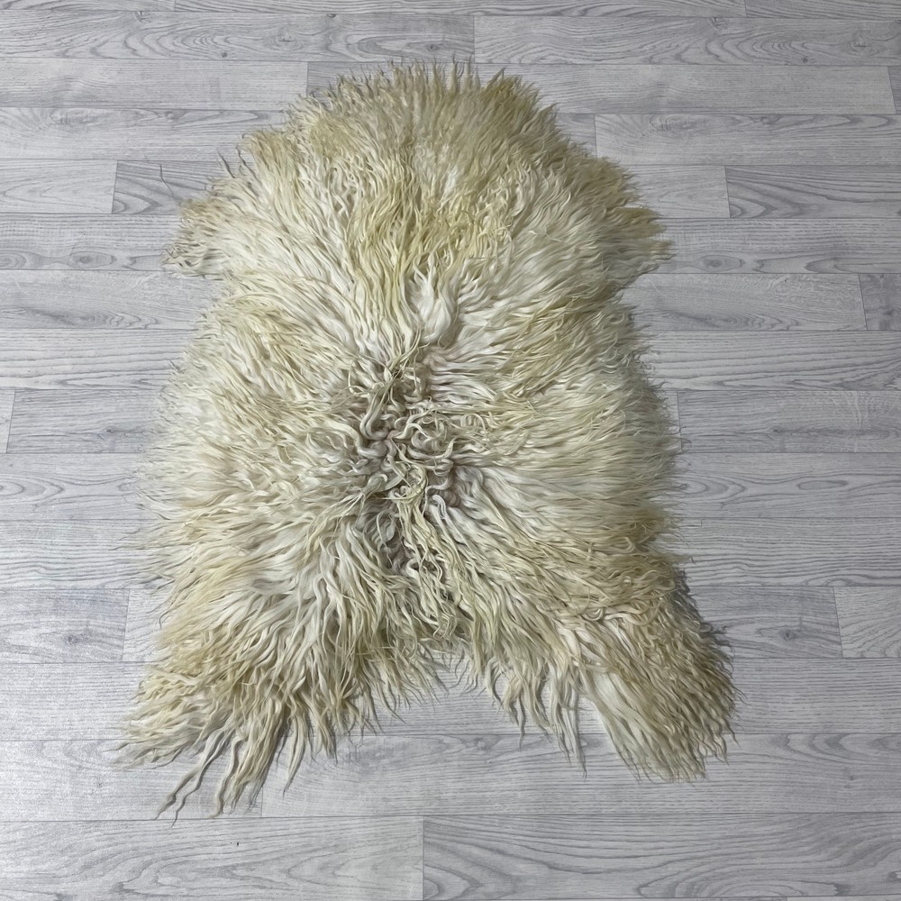 Lederstore Groenlandse schapenvacht creme wit bruin 105x80cm M