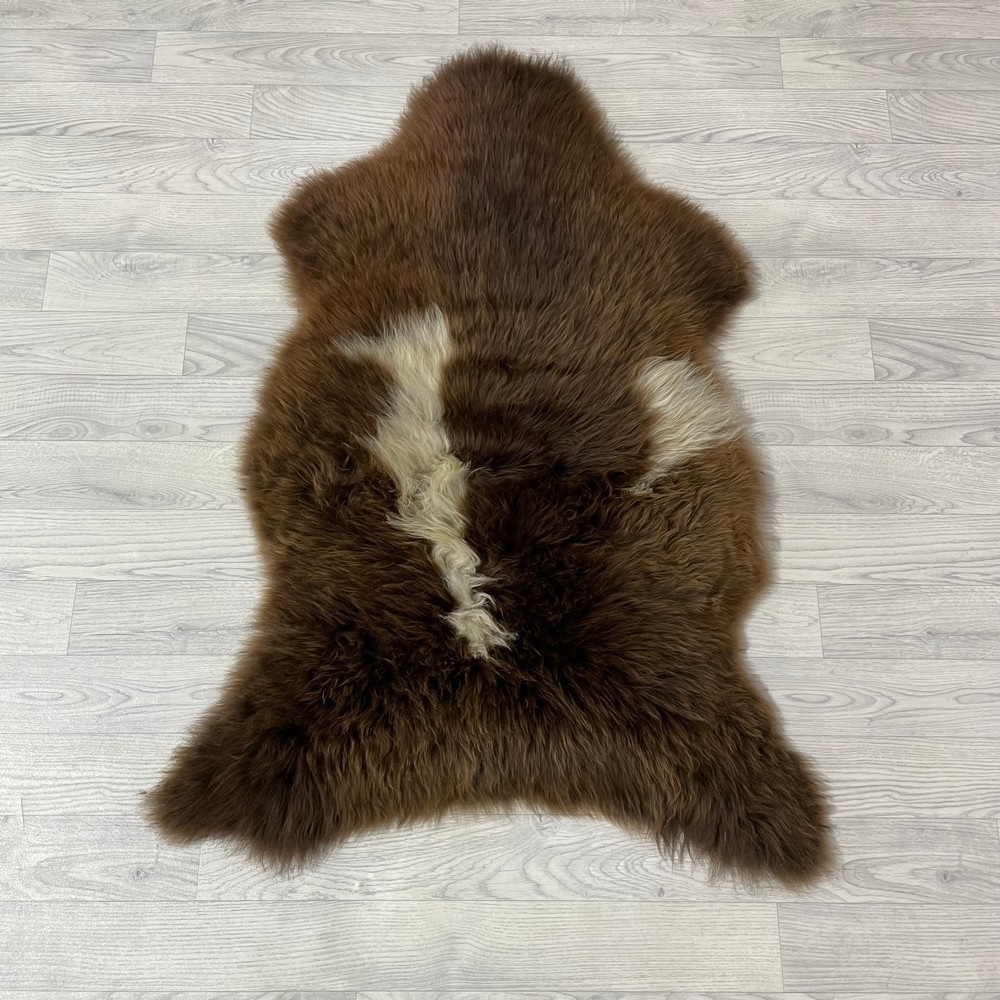 Lederstore Schapenvacht bruin wit 115x80cm M