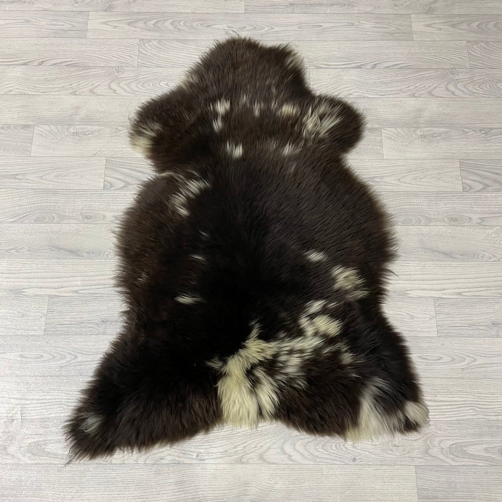 Lederstore Schapenvacht bruin wit 110x80cm M