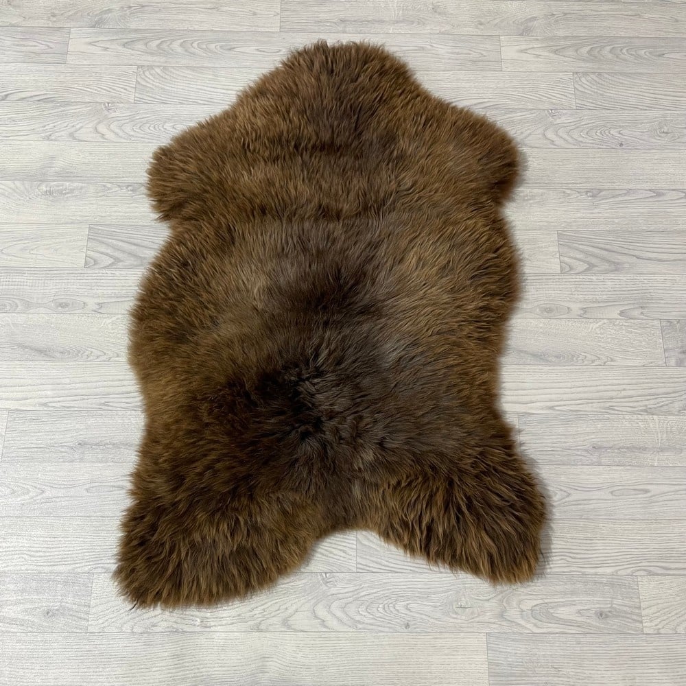 Lederstore Schapenvacht bruin grijs 115x75cm M