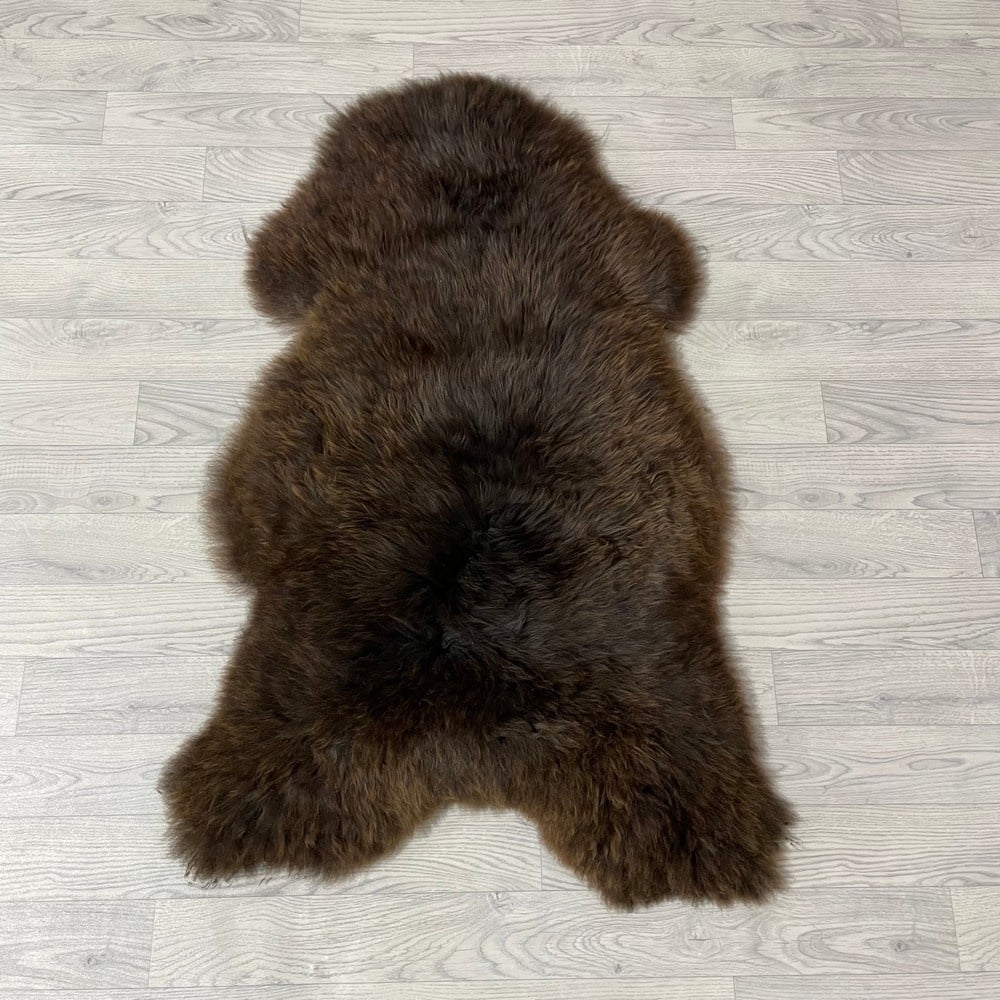 Lederstore Schapenvacht bruin grijs 120x75cm L