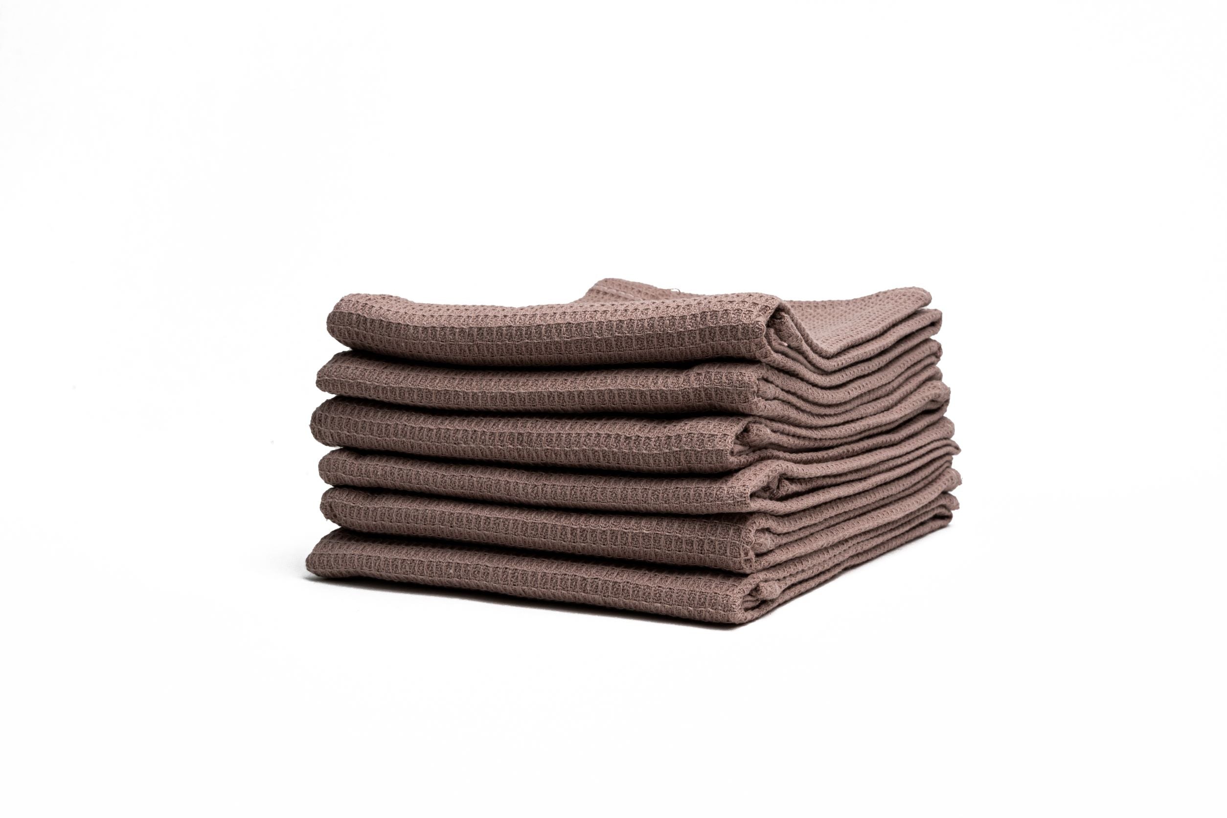 Kade 171 Luxe theedoeken - Donderbruin - Handdoek - Keukendoek - Gewafelde theedoek - Katoen - 45x65cm - Set van 6