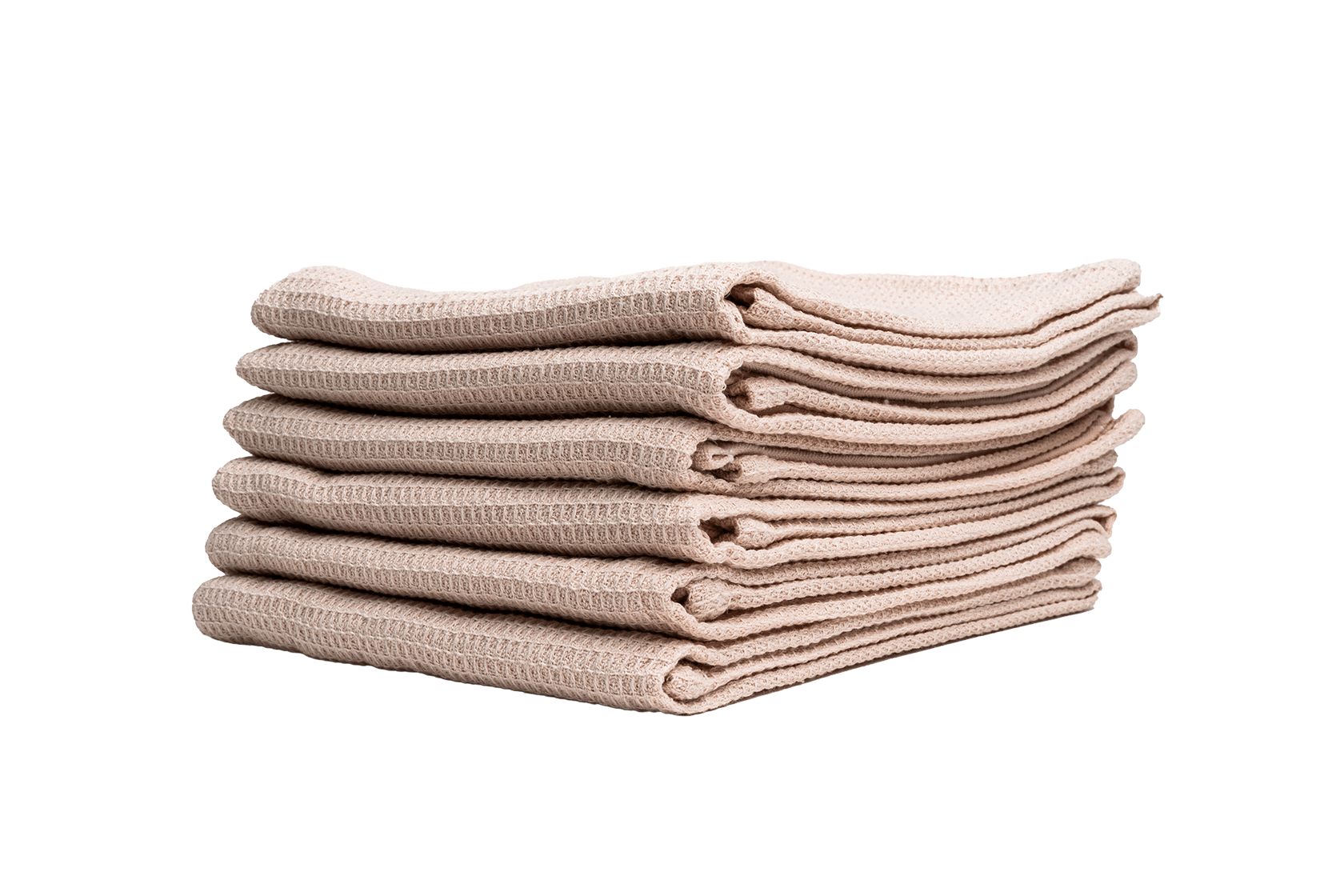 Kade 171 Luxe theedoeken - Lichtbruin - Handdoek - Keukendoek - Gewafelde theedoek - Katoen - 45x65cm - Set van 6