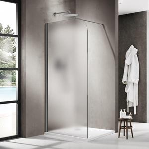 Fortifura Galeria Inloopdouche - 110x200cm - afgeronde glaswand - links - mat glas - wandarm - geborsteld gunmetal PVD SW1418376/SW797907