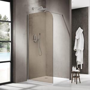 Fortifura Galeria Inloopdouche - 120x200cm - afgeronde glaswand - rook glas - wandarm - Chroom SW1418367/SW797904