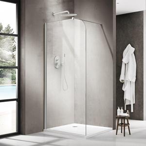 Fortifura Galeria Inloopdouche - 120x200cm - afgeronde glaswand - helder glas - wandarm - mat wit SW1418382/SW797906