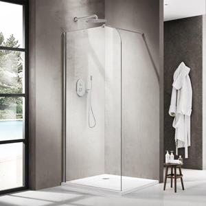 Fortifura Galeria Inloopdouche - 140x200cm - afgeronde glaswand - helder glas - wandarm - Chroom SW1418383/SW797904