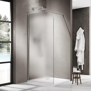 Fortifura Galeria Inloopdouche - 140x200cm - afgeronde glaswand - links - mat glas - wandarm - Chroom SW1418378/SW797904