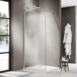 Fortifura Galeria Inloopdouche - 140x200cm - afgeronde glaswand - links - mat glas - wandarm - mat wit SW1418378/SW797906