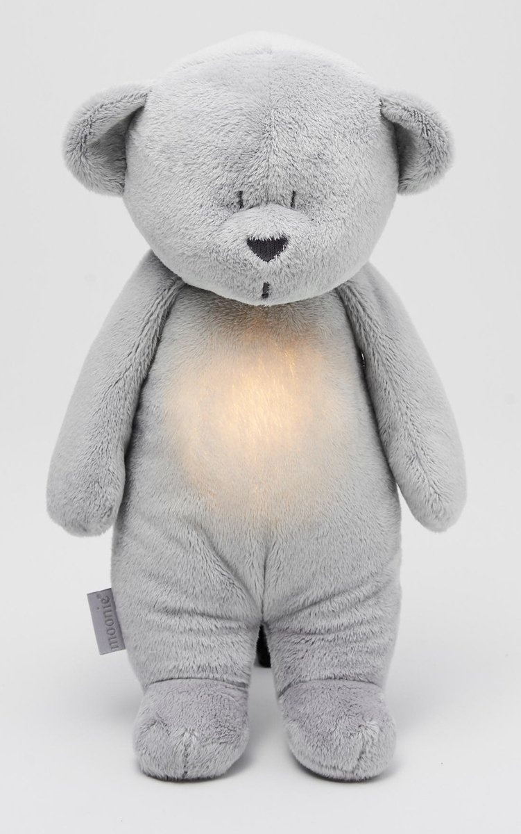 Moonie The Humming Bear Zilver Natur 2.0 - organic - hartslag knuffel - beer