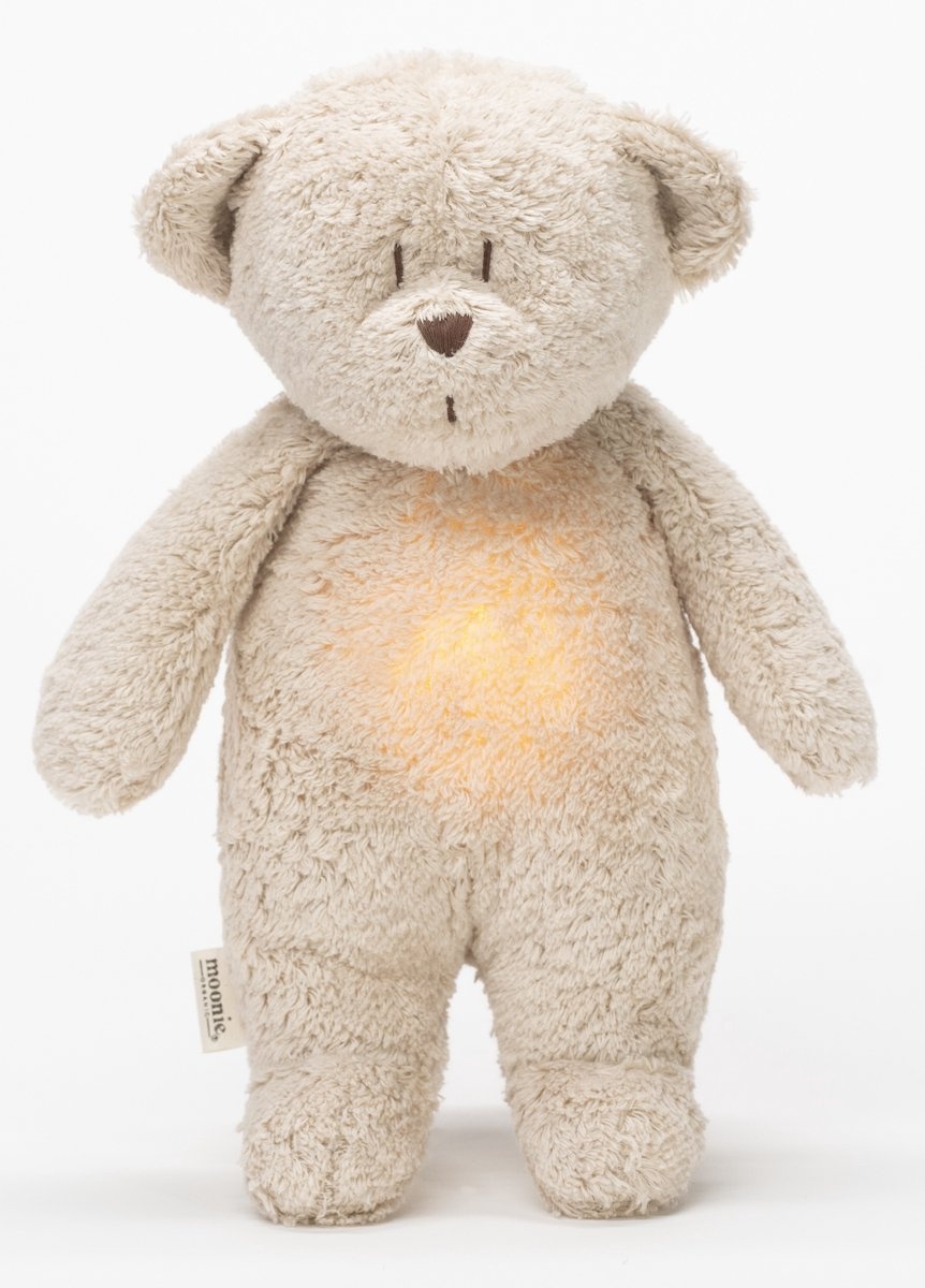 Moonie The Humming Bear Sand Natur 2.0 - organic - hartslag knuffel - beer