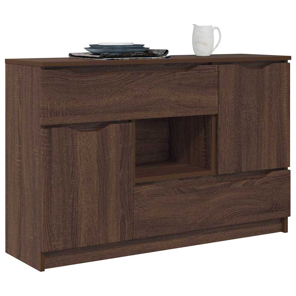 vidaXL Dressoir met lade Bruin Eiken 100 x 30 x 65,6 Bewerkt hout