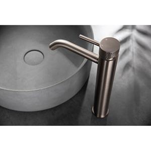 Wiesbaden Ribbd XL Wastafelkraan Verhoogd - Geborsteld Staal