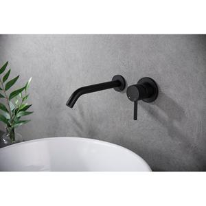 Wiesbaden Ribbd Eenhendel Wastafelkraan - Inbouw Compleet - Mat Zwart