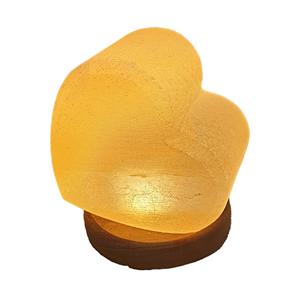 Wagner Life Zoutlamp hart, houten voet, USB-aansluiting, barnsteen