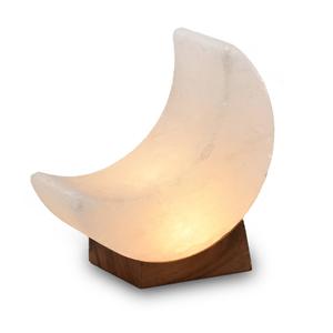 Wagner Life Zoutkristallen lamp Moon white line USB, houten voet, wit