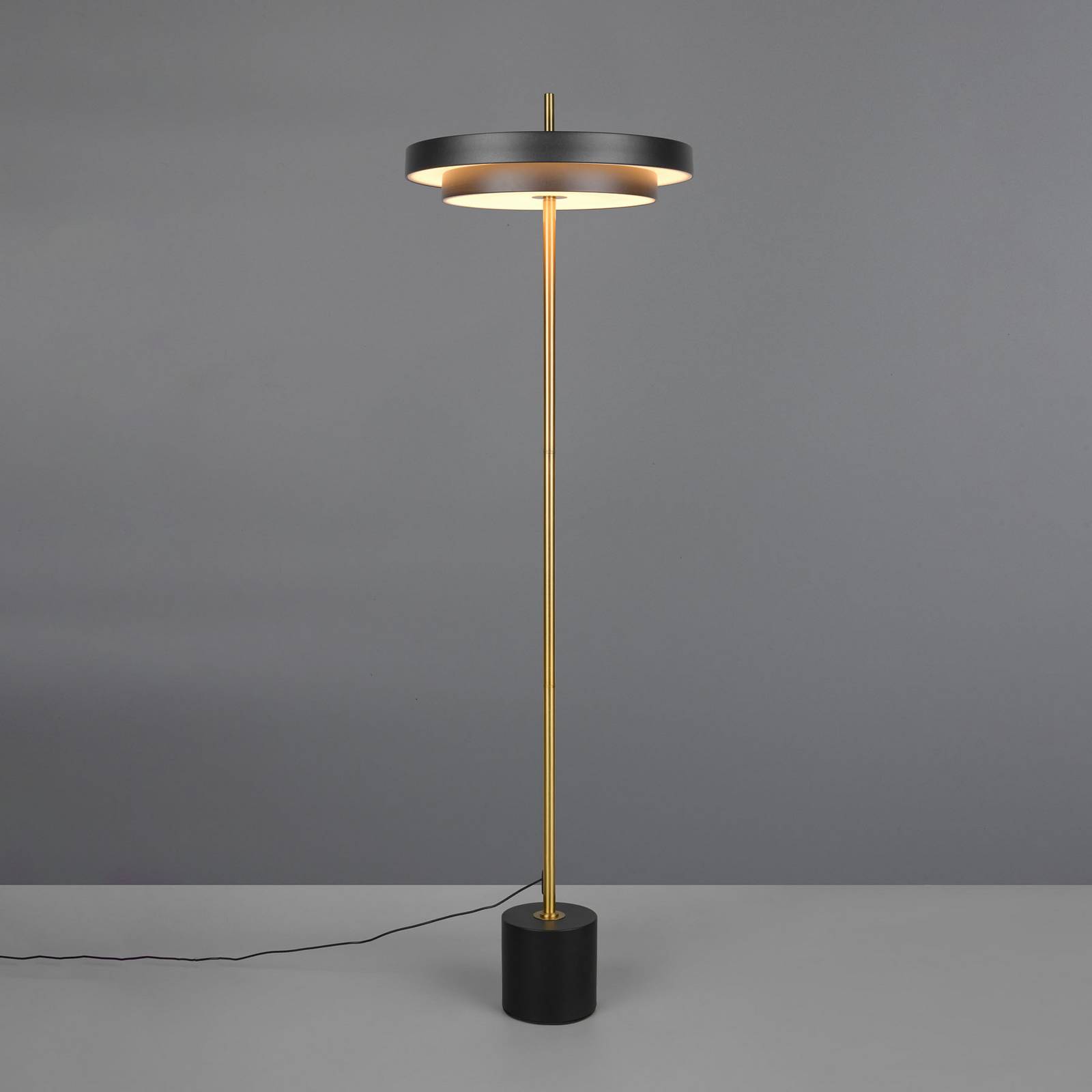 Trio Lighting LED vloerlamp Keaton, zwart/goudkleurig, hoogte 138 cm, CCT