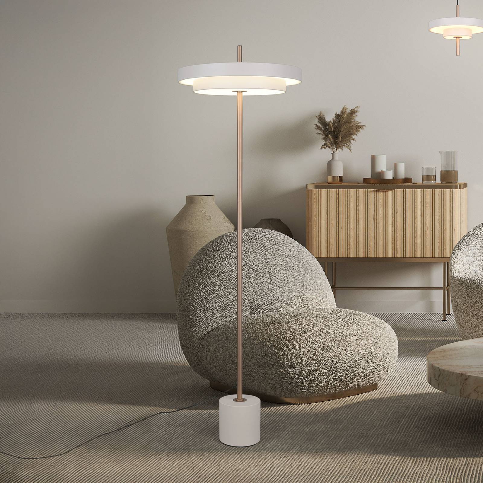 Trio Lighting LED vloerlamp Keaton, lichtgrijs, hoogte 138 cm, metaal, CCT