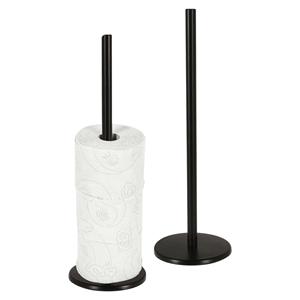 Bellatio Design BD Reserverolhouder - 2x - zwart - 5 rollen - metaal - 45 cm - wc rolhouder - toiletrolhouder -
