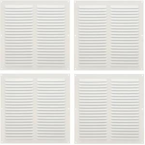 AMIG Ventilatierooster/muurrooster - 4x - 250 x 250mm - aluminium - wit - schoepenrooster -