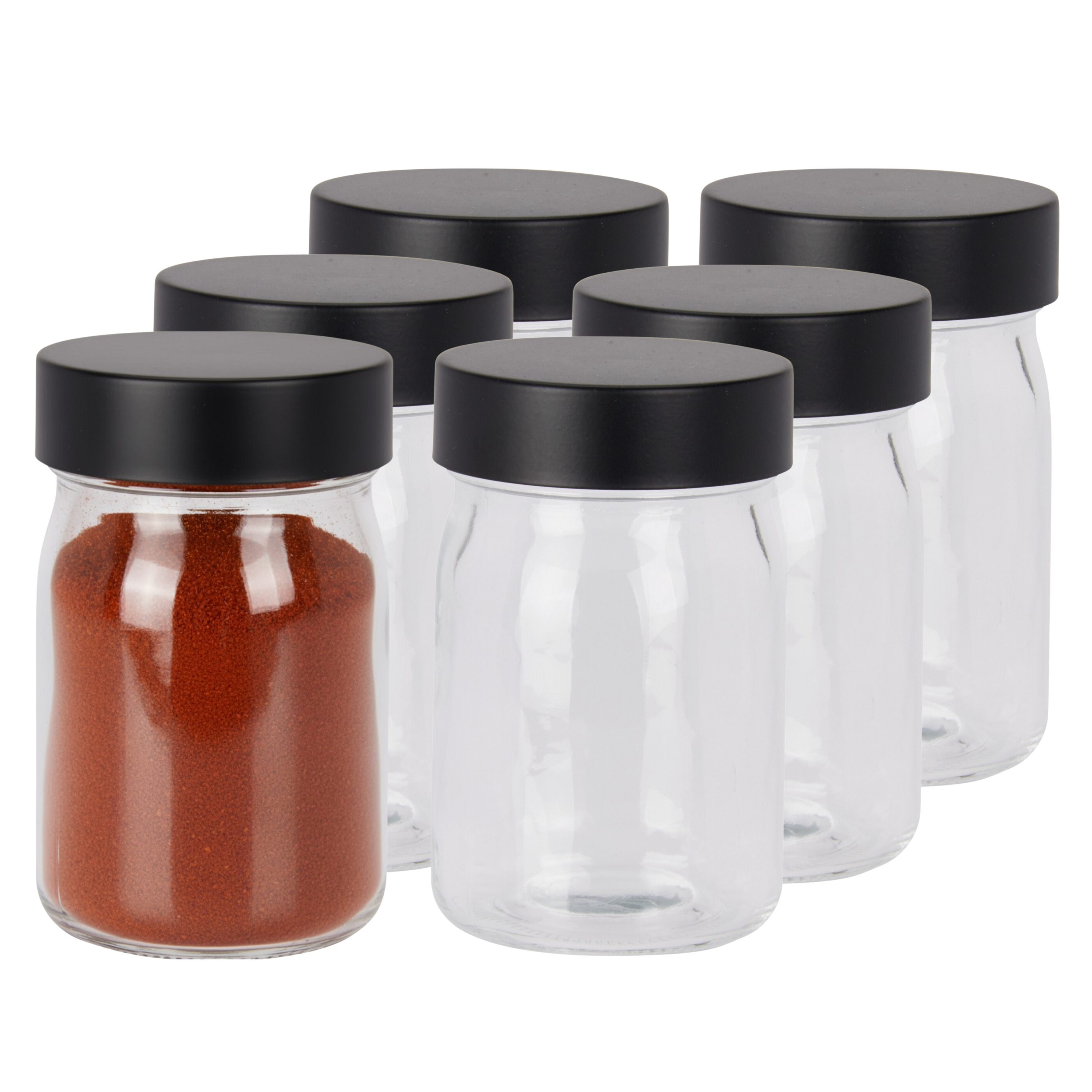 Excellent Houseware Kruidenpotjes - 6x stuks - 250 ml - glas - met rvs deksel - luchtdicht -