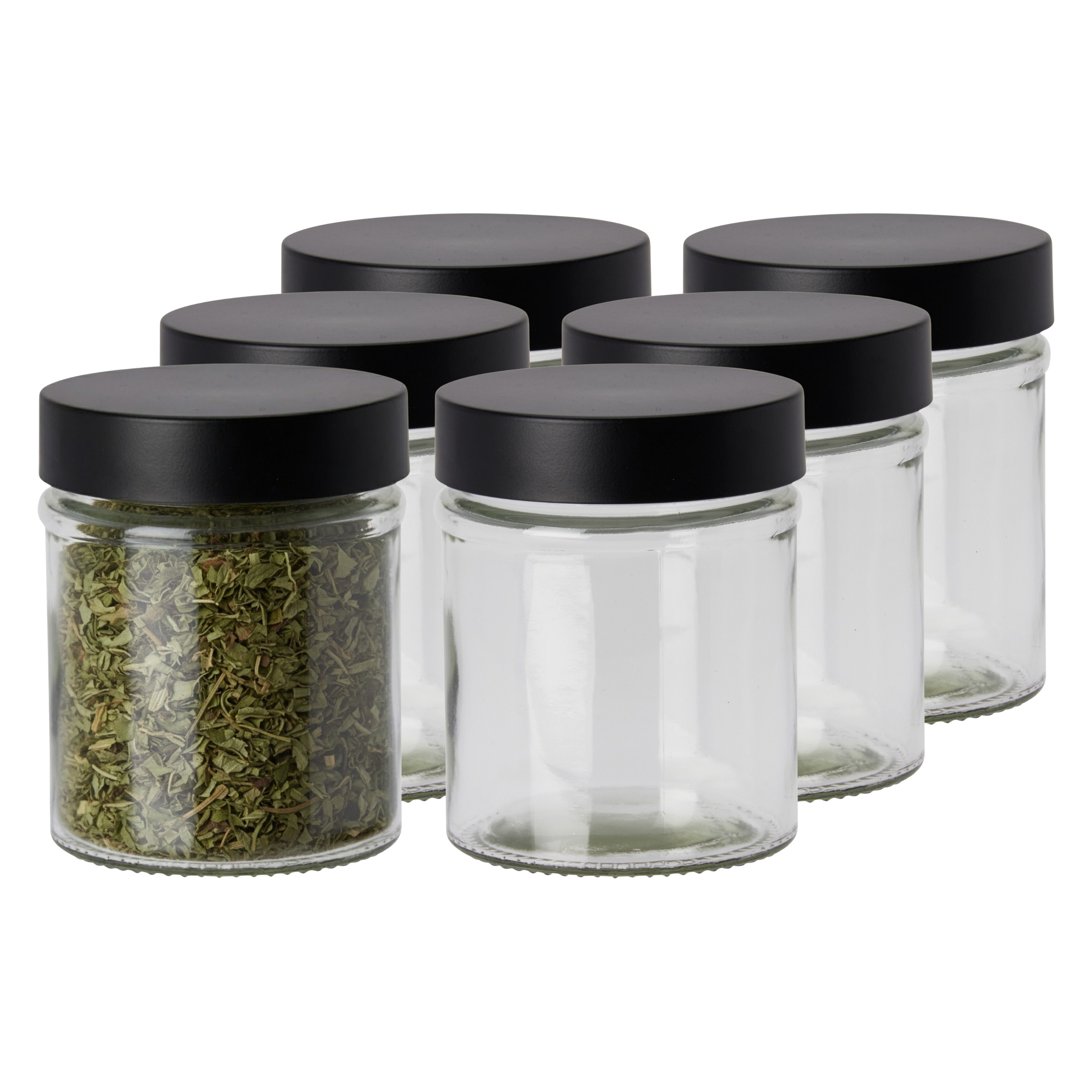Excellent Houseware Kruidenpotjes - 6x stuks - 300 ml - glas - met rvs deksel - luchtdicht -