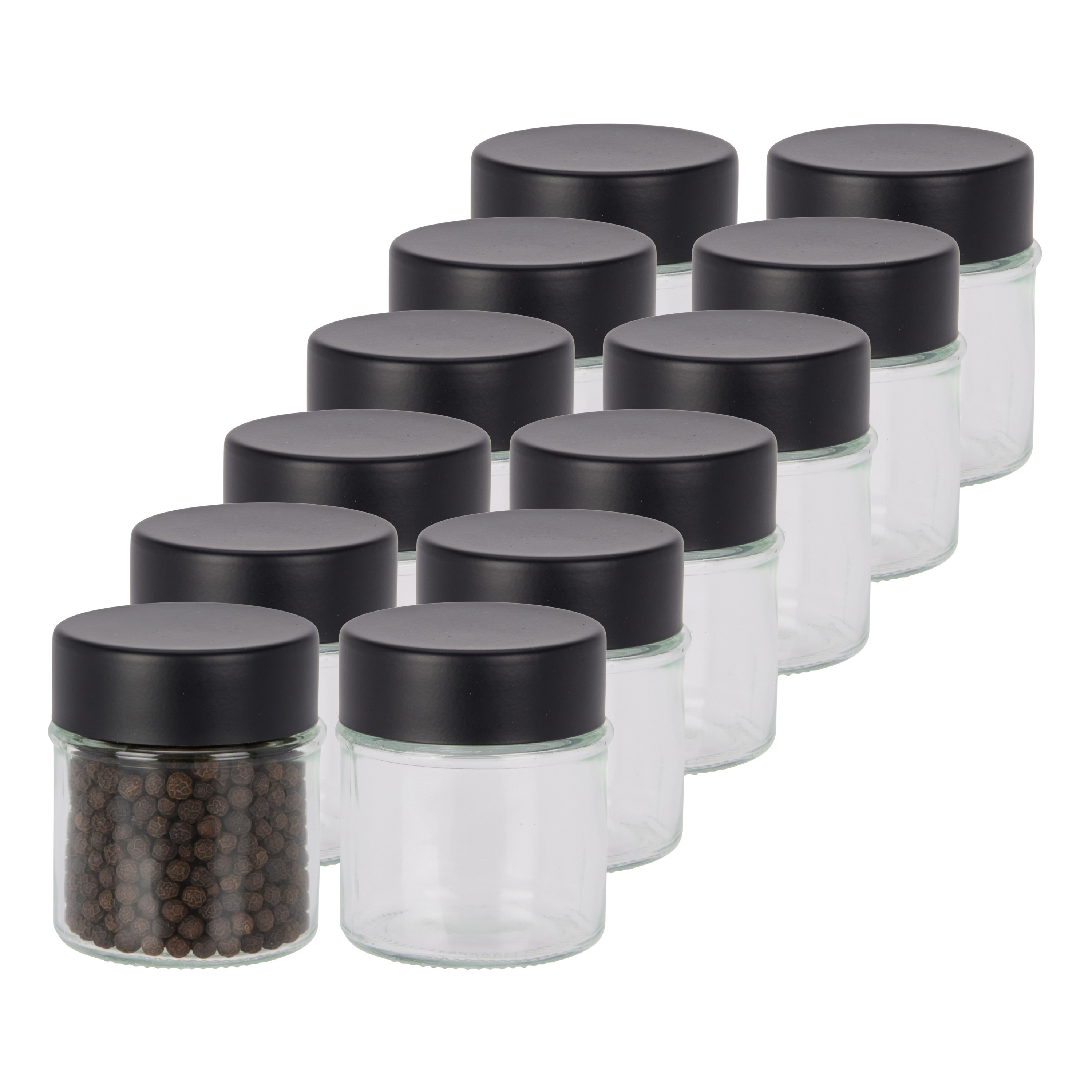 Excellent Houseware Kruidenpotjes - 24x stuks - 50 ml - glas - met rvs deksel - luchtdicht -