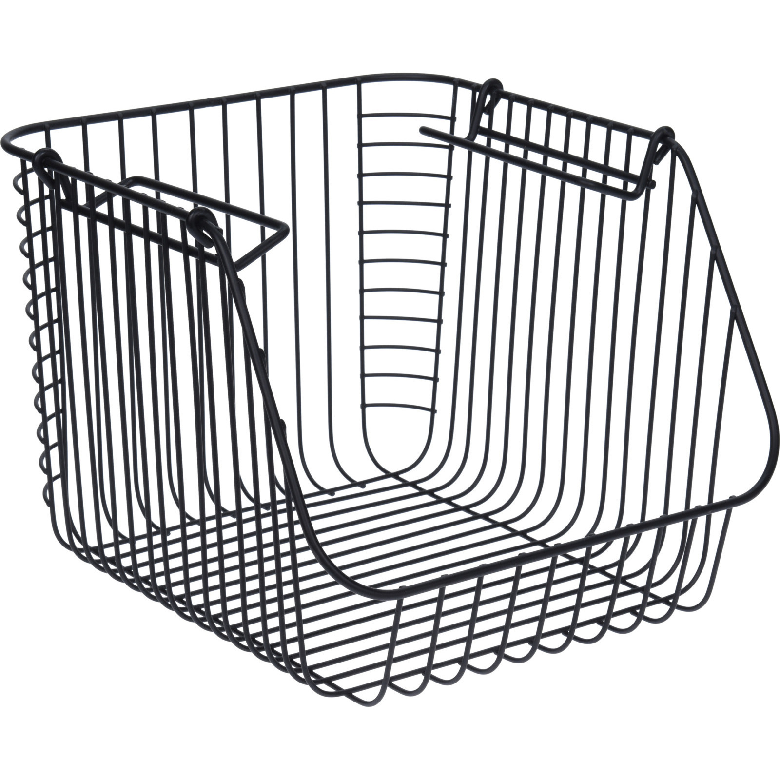 Merkloos Opbergmandje - zwart - stapelbaar - 29 x 27 x 21 cm - draadmand - opbergen -