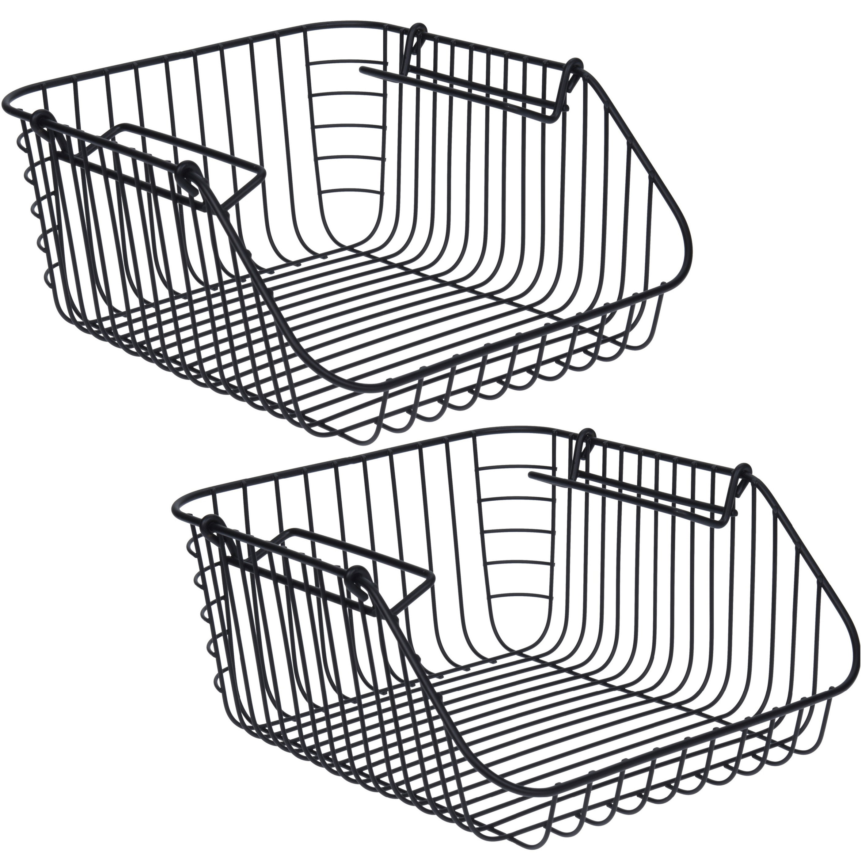 Merkloos 2x Zwarte opberg/opruim mandjes stapelbaar 30 x 27 x 14 cm -