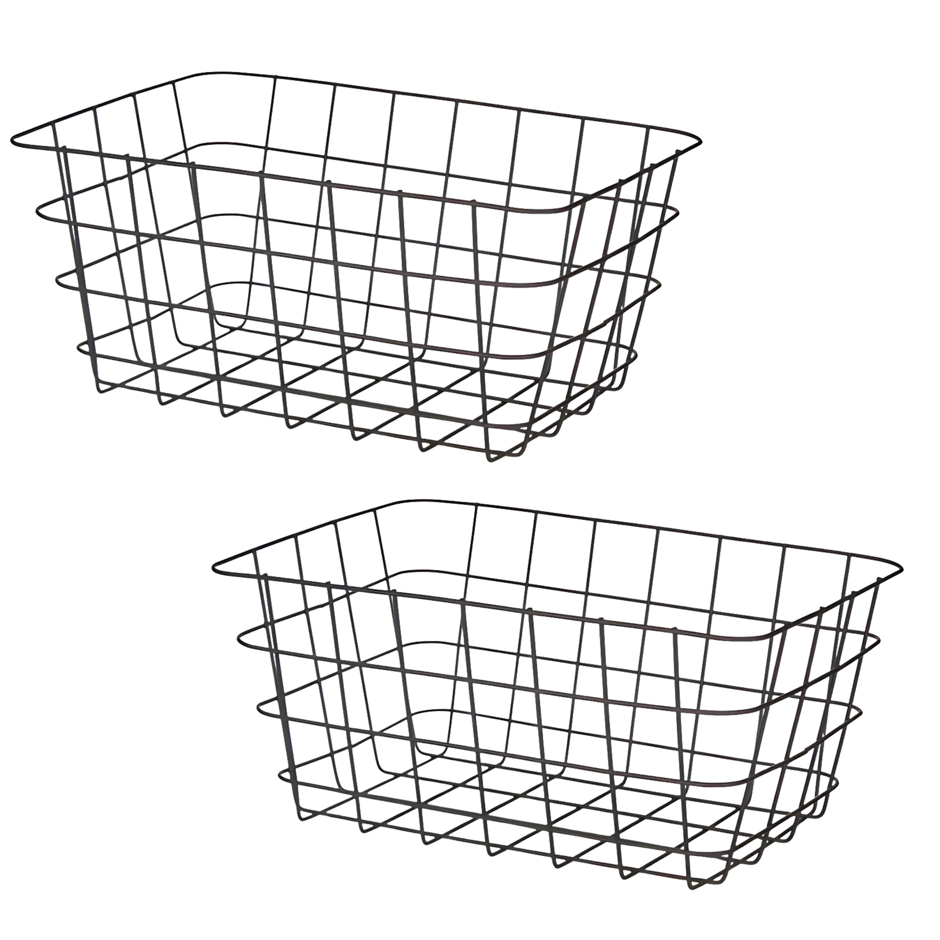 Arte r Industriele draadmand - 6x - zwart - metaal - 22 x 30 x 14 cm - opbergmand - woonaccessoires -