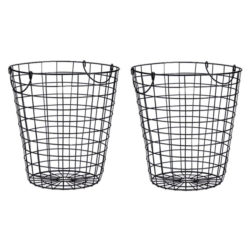 Arte r Draadmand/wasmand - 3x stuks - metaal - zwart - 30 x 30 cm - hout / papier opslag in huis -