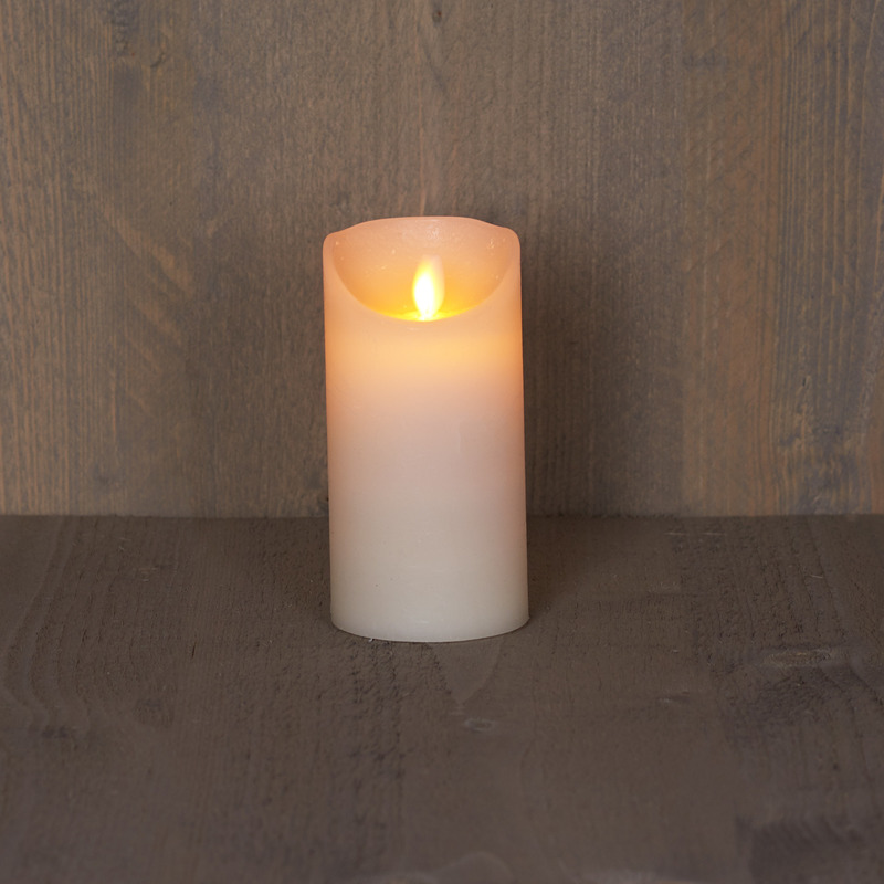 Anna's Collection Led kaars/stompkaars - 3x - ivoor - H15 x D7,5 cm - wax - warm wit licht - bewegende vlam -