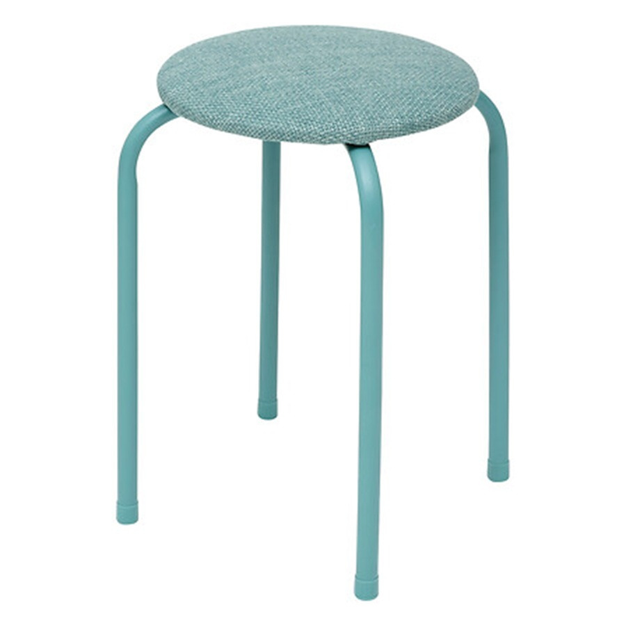 5five Stapelbaar zit krukje Fierra - metaal/polyester - blauw - D38 x H46 cm - stoelen -