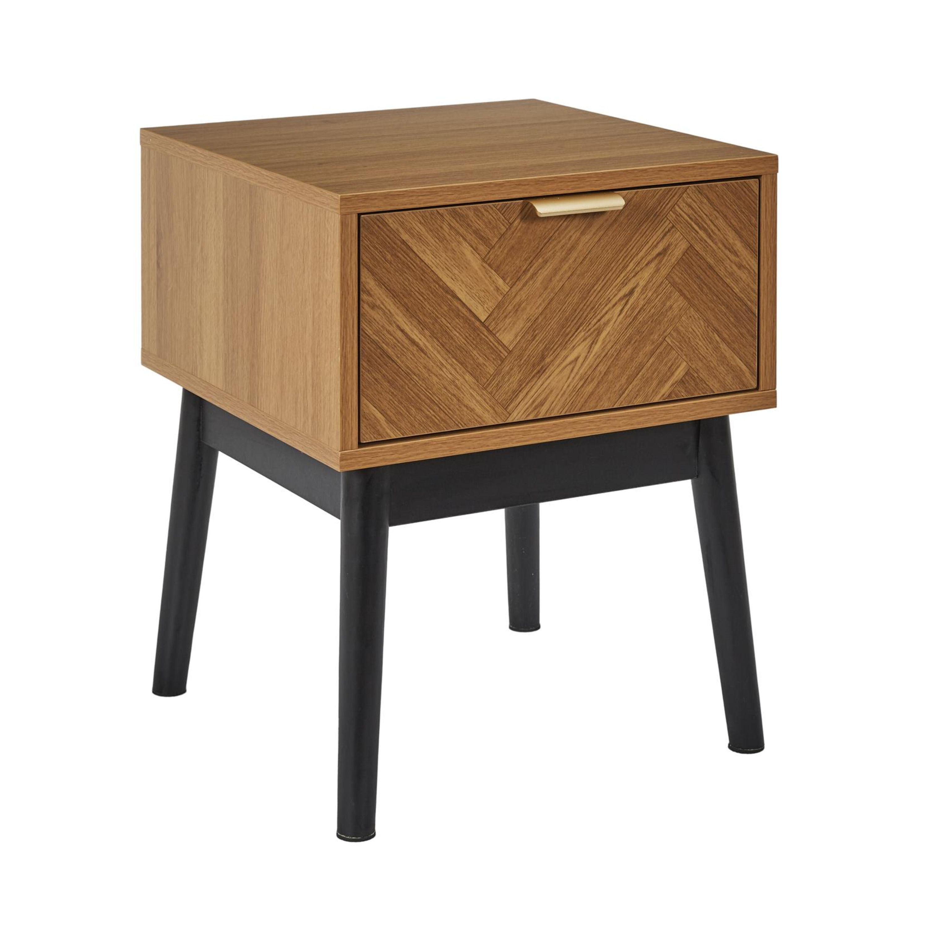 Home Deco Factory Nachtkastje - bruin - hout - x 50 x cm - vissengraat look -