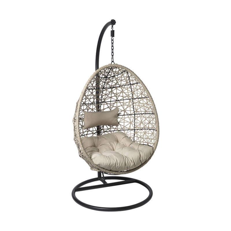 Xenos Hangstoel Hawaii met beige kussens - bruin - 196 cm