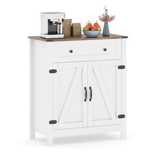 Costway Landhuis-dressoir Buffetkast Keukenkast met Deuren Voorraadkast met Lade en Verstelbare Plank Wit