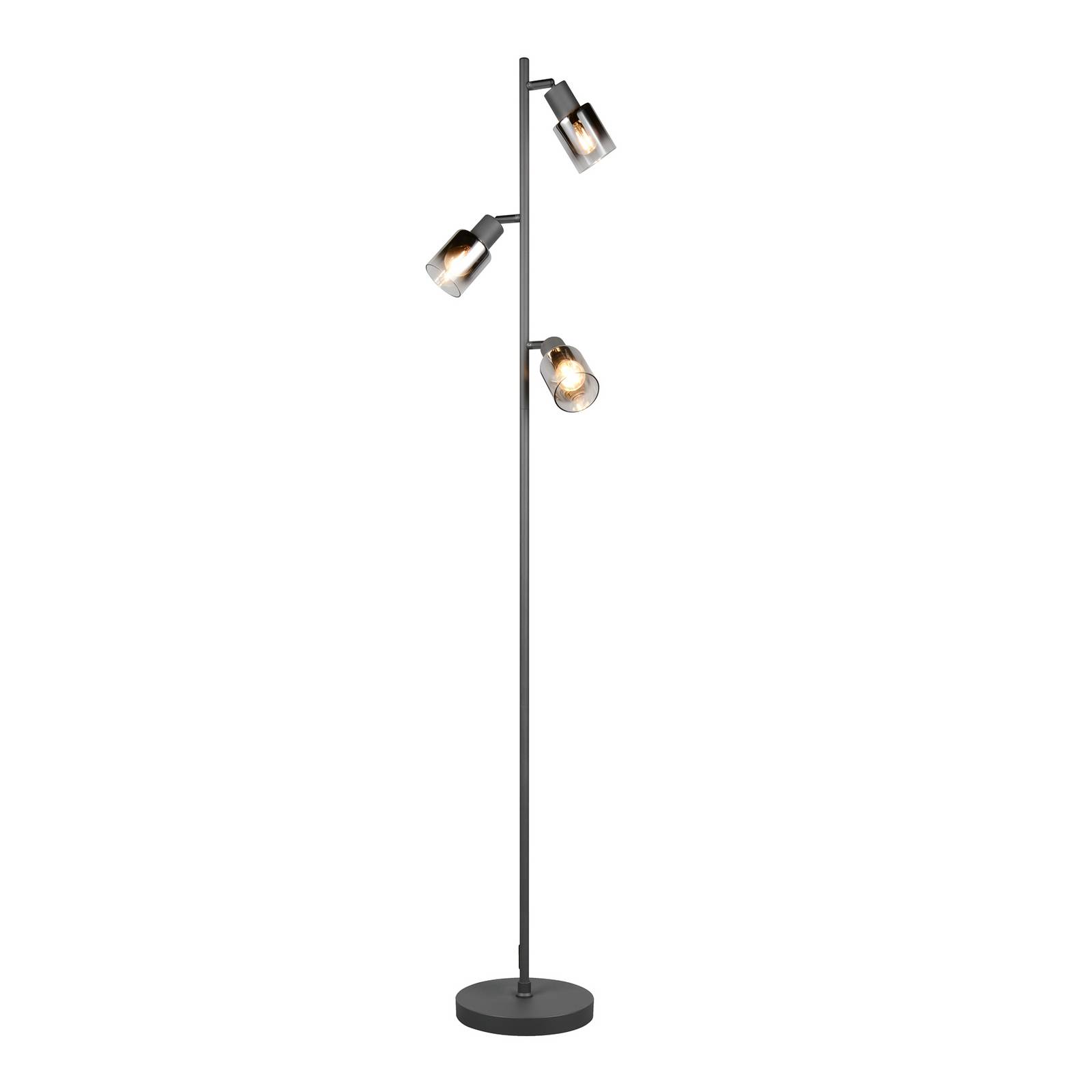 Reality Leuchten Vloerlamp Cadiz, zwart/antraciet, 3-lamps, hoogte 154 cm