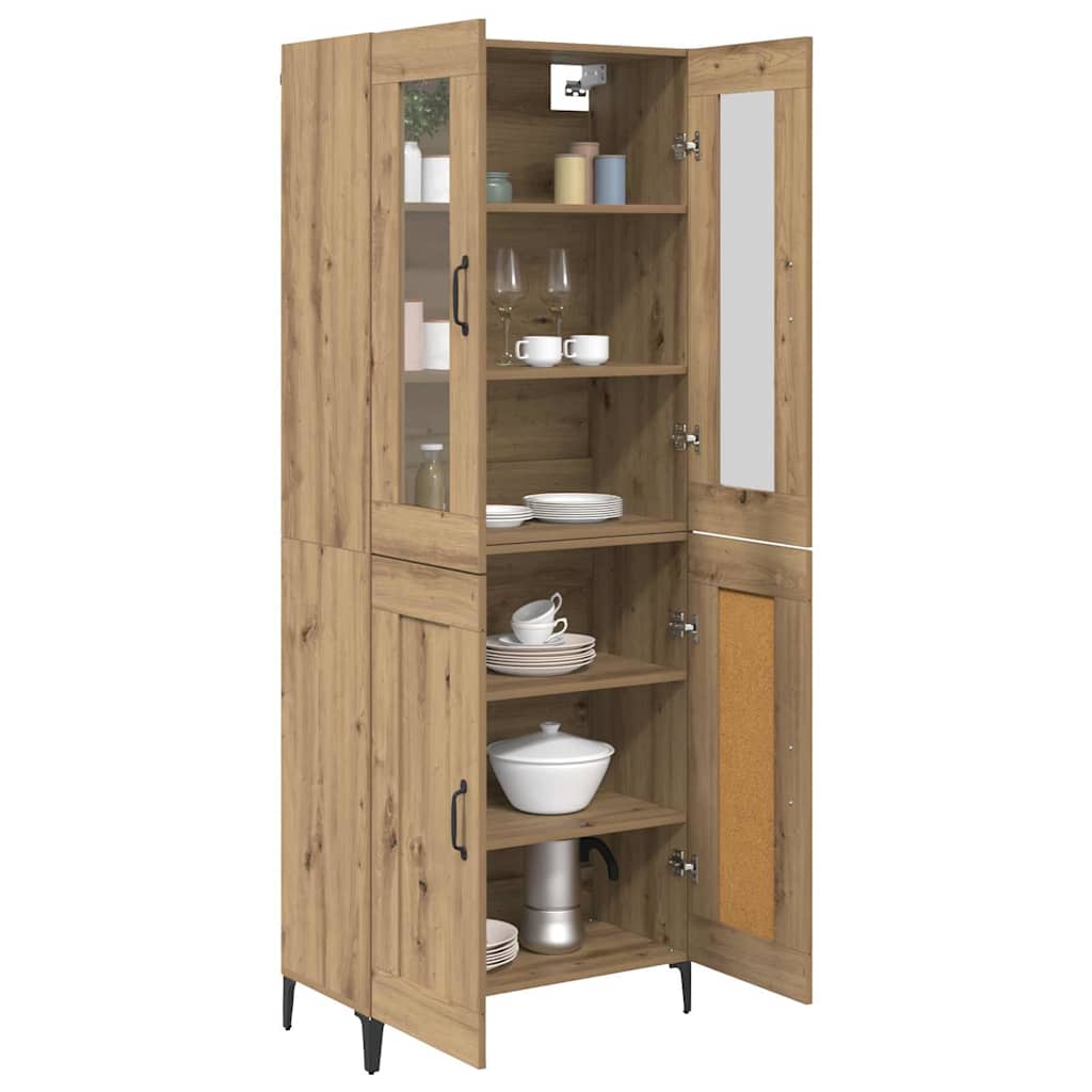 vidaXL Hoge kast Artisan Eiken 69,5 x 34 x 180 cm Bewerkt hout