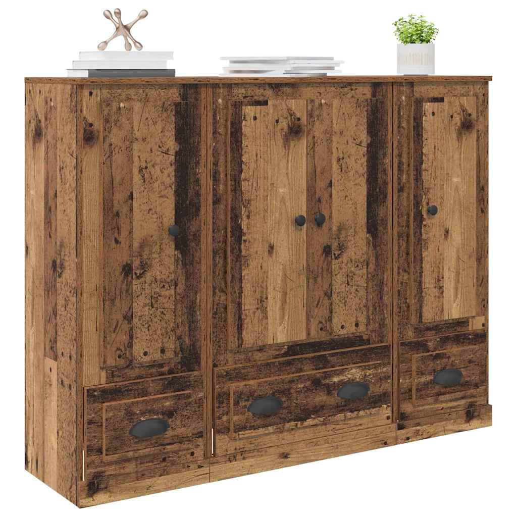 vidaXL Highboard met lade 3 pcs Oud Hout Bewerkt hout