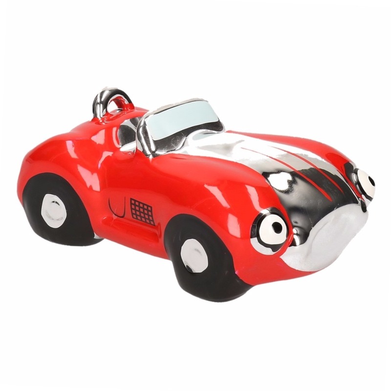 Merkloos Spaarpot van een klassieke sportauto - cabriolet - rood - 15 x 9 x 6 cm - keramiek -