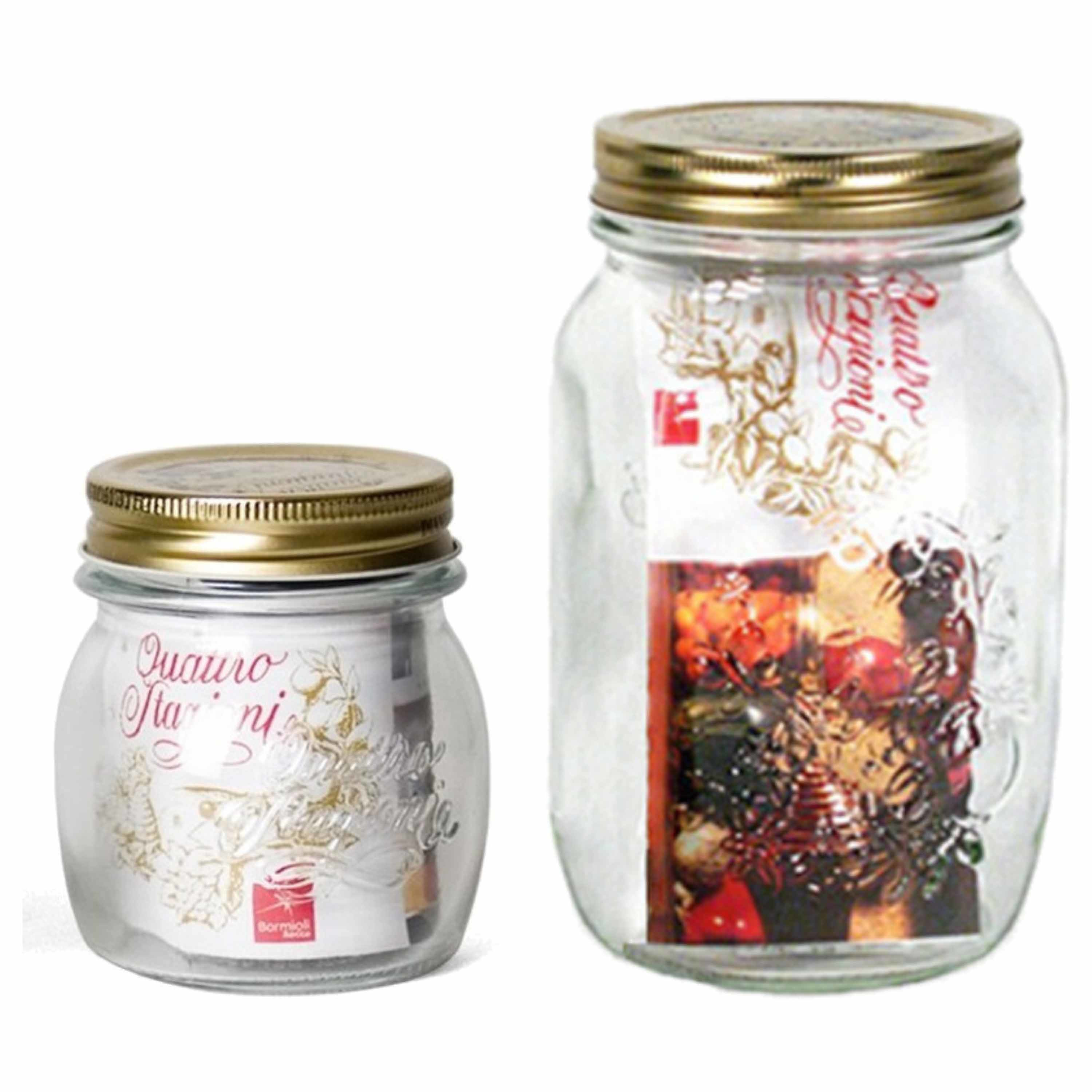 Merkloos Pakket van 2x Transparante bewaarpotten/voorraadpotten met schroefdop van glas 0.25 liter/0.5 liter -