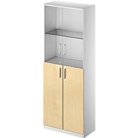Schäfer Shop Genius Combikast TETRIS SOLID, 5 ordnerhoogten, glazen deuren en vleugeldeuren, b 800 mm, afsluitbaar