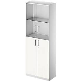 Schäfer Shop Genius Combikast TETRIS SOLID, 5 ordnerhoogten, glazen deuren en vleugeldeuren, b 800 mm, afsluitbaar