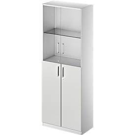 Schäfer Shop Genius Combikast TETRIS SOLID, 5 ordnerhoogten, glazen deuren en vleugeldeuren, b 800 mm, afsluitbaar