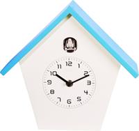 Nextime Wandklok  24,5x25,5cm, hout, blauw, Birdy